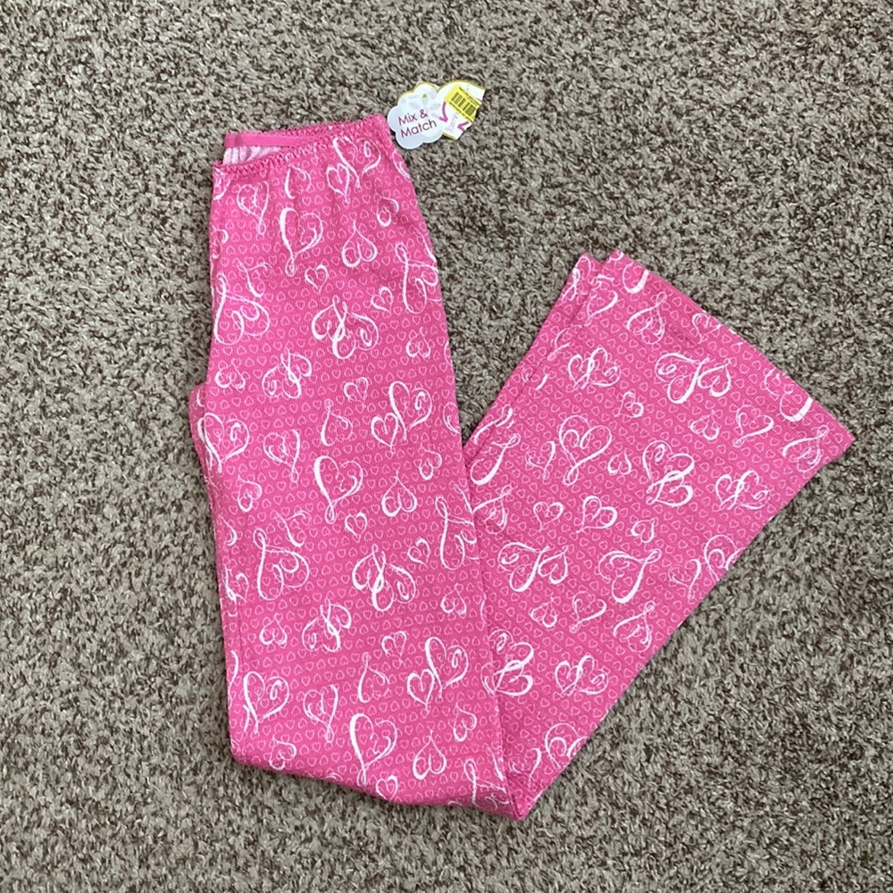 NWT Jasmine & Ginger Cotton Pink Heart Print Pajama Pants